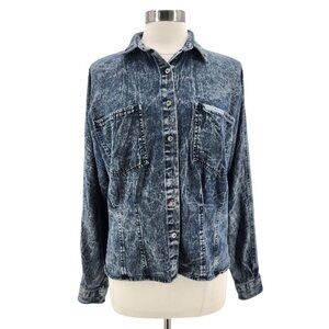 Vintage Rocky Mountain Clothing Co Womens Medium Shirt Jacket Denim Stone Wash